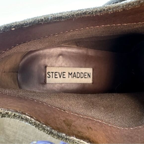 STEVE MADDEN Olive Green Suede Heeled Booties Size 9.5 - Picture 5 of 17